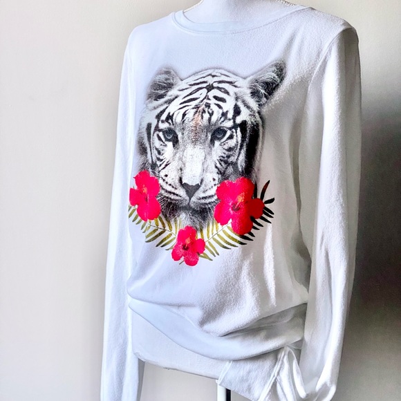 Wildfox Tiger Shirt Top Sweatshirt Small white - Picture 4 of 4